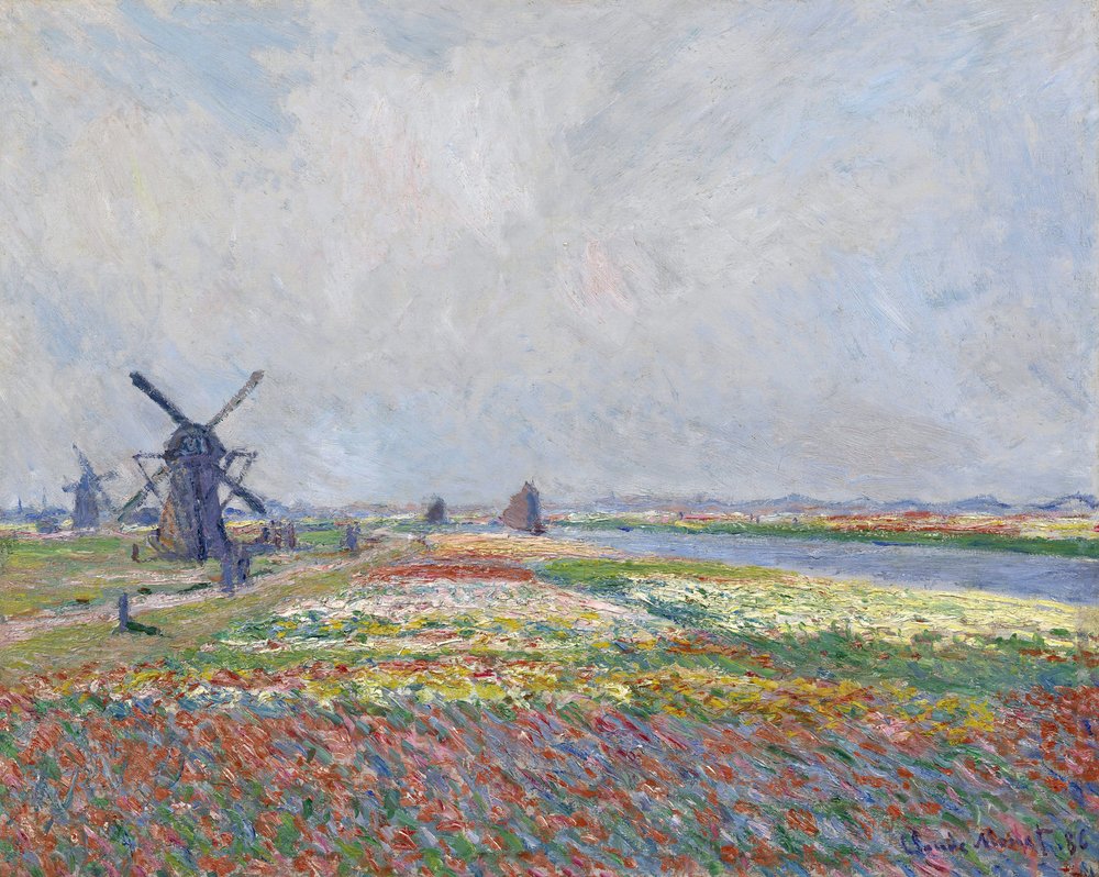 海牙附近的郁金香花田par Monet, Claude (1840-1926).布面油画，尺寸：66x81.5