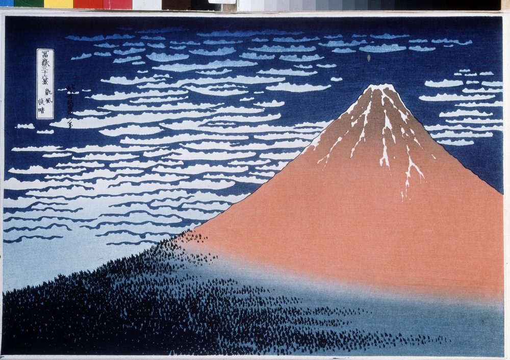 富士山36 景系列：红富士》（又名《红富士》）。葛饰北斋（1760-1849 年）的版画