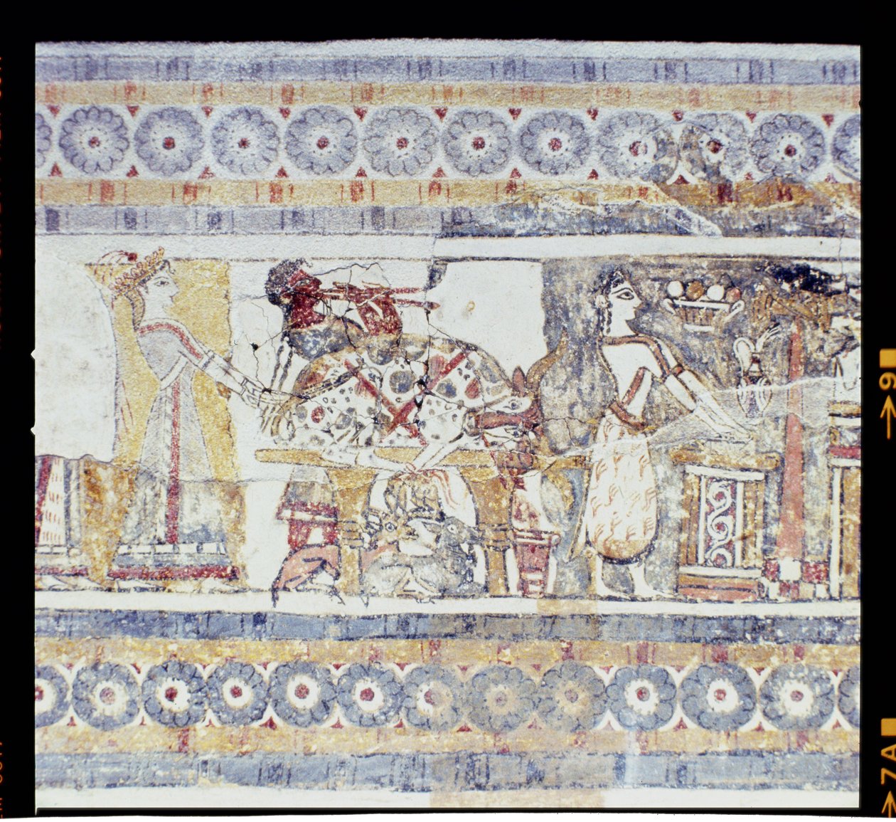 动物祭祀，来自Agia Triada石棺，Minoan，公元前1400年（石灰石上的壁画） 作者 不明