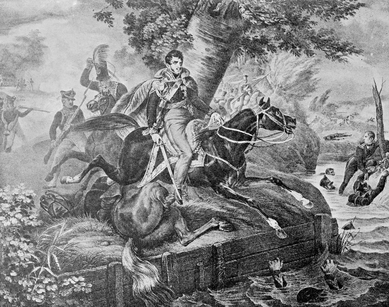 1813年莱比锡战役中约瑟夫·波尼亚托夫斯基之死 作者 不明