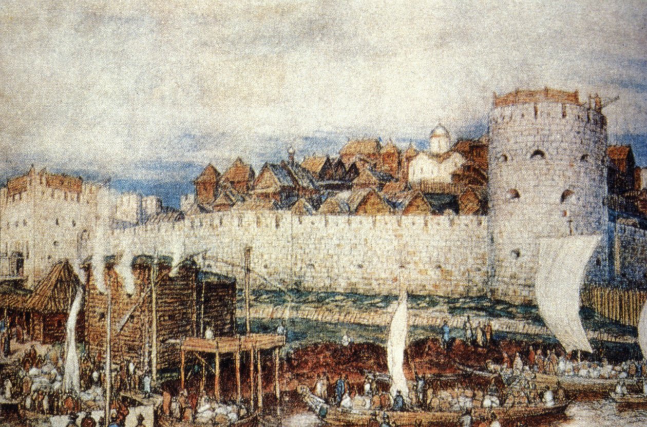 14世纪的莫斯科Kemlin，在Dmitri Donskoi的日子，由Apollinari Vasnetsov绘画。 作者 不明