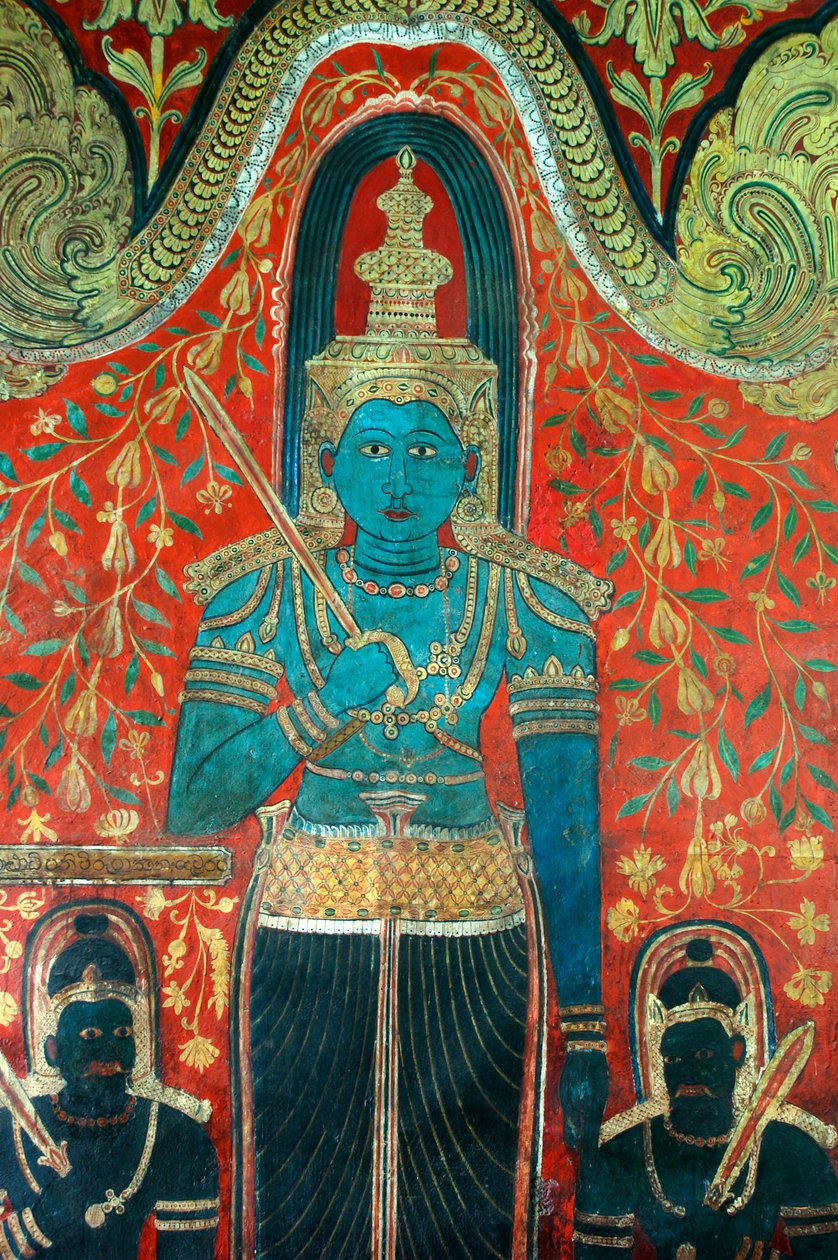 壁画在Kelaniya寺庙的Kelaniya寺庙的墙壁上最神圣的佛教站点之一，距离斯里兰卡首都科伦坡约6英里。 2010年1月7日。 作者 不明