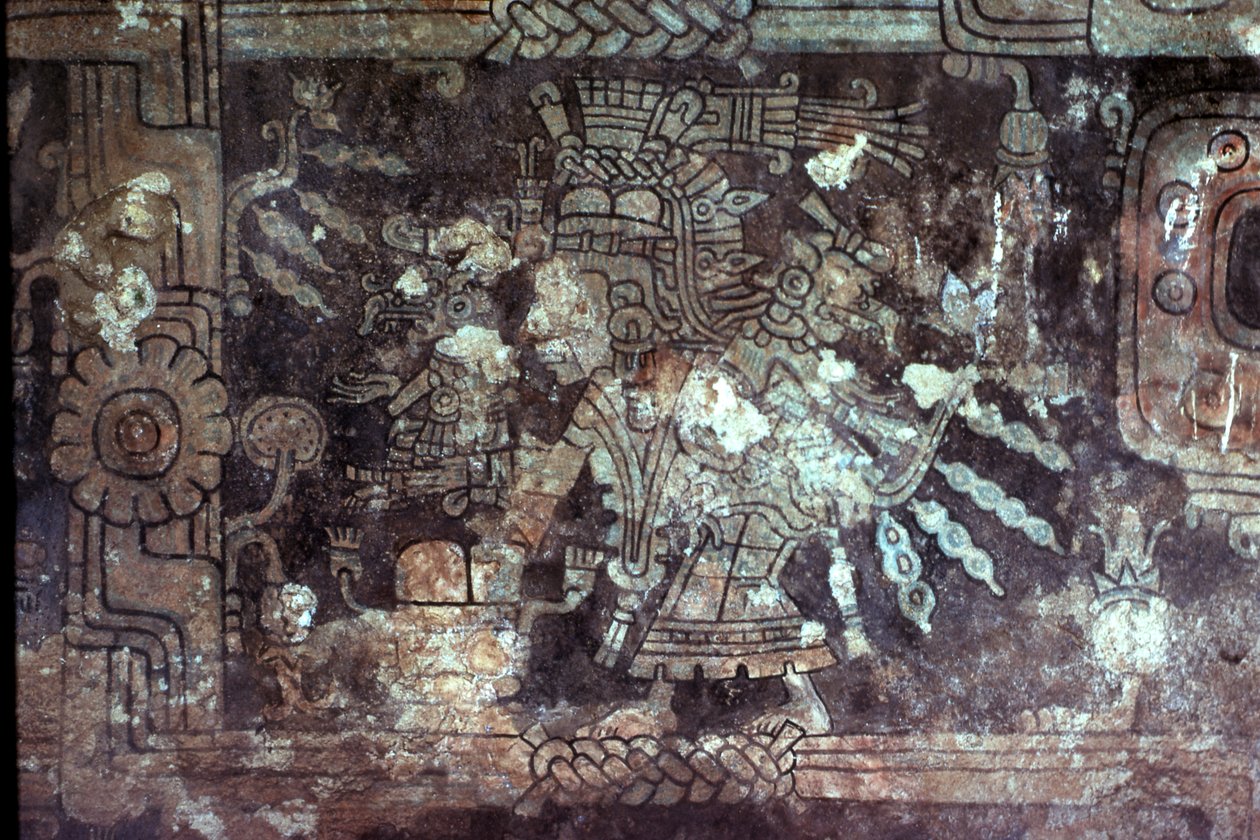 女神Ixchel，壁画寺的内部，玛雅晚后经典时期，图卢姆，尤卡坦半岛，墨西哥 作者 不明
