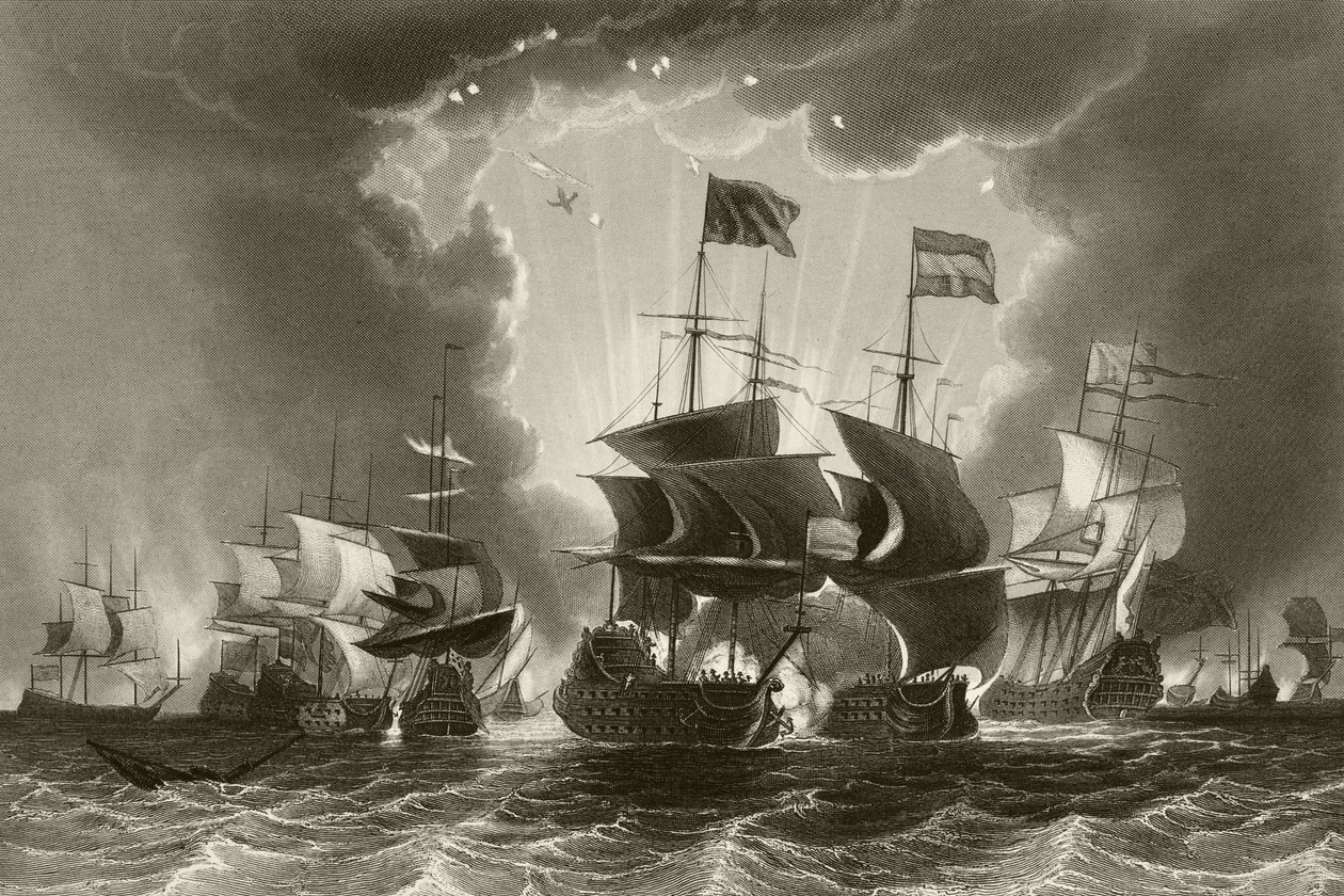 1653年6月12日和13日，海军上将罗伯特布莱克在加巴德战役中击败荷兰舰队，由威廉希克曼史密斯奥布里（1858-1916）的“英国国内和国内历史”击败 作者 英语学校