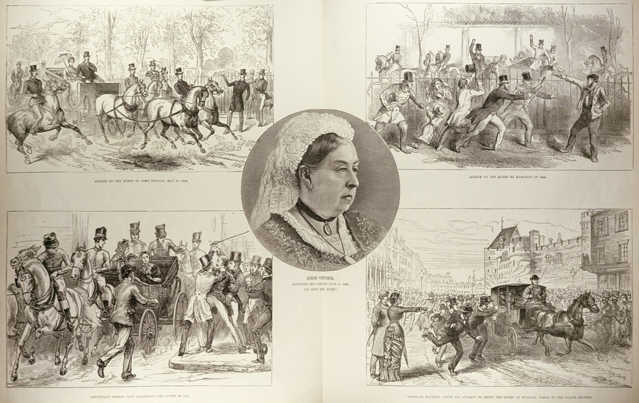 1882年3月11日“维多利亚女王”袭击事件的插图，来自“伦敦新闻画报” 作者 英语学校