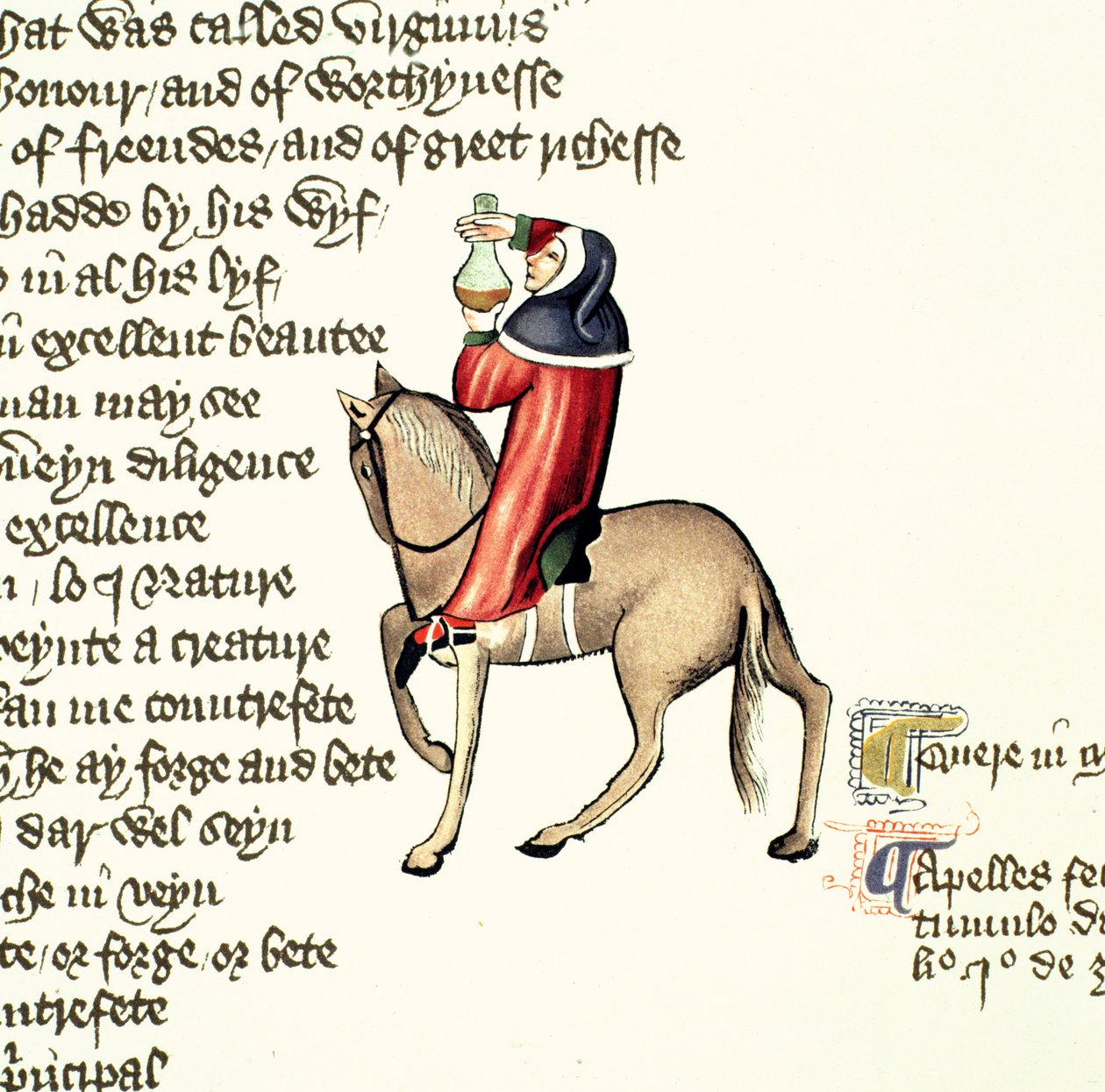 医生，来自坎特伯雷故事的详细信息，作者：Geoffrey Chaucer（c.1342-1400）埃尔斯米尔手稿，传真版，1911年（原始细节见128926） 作者 英语学校