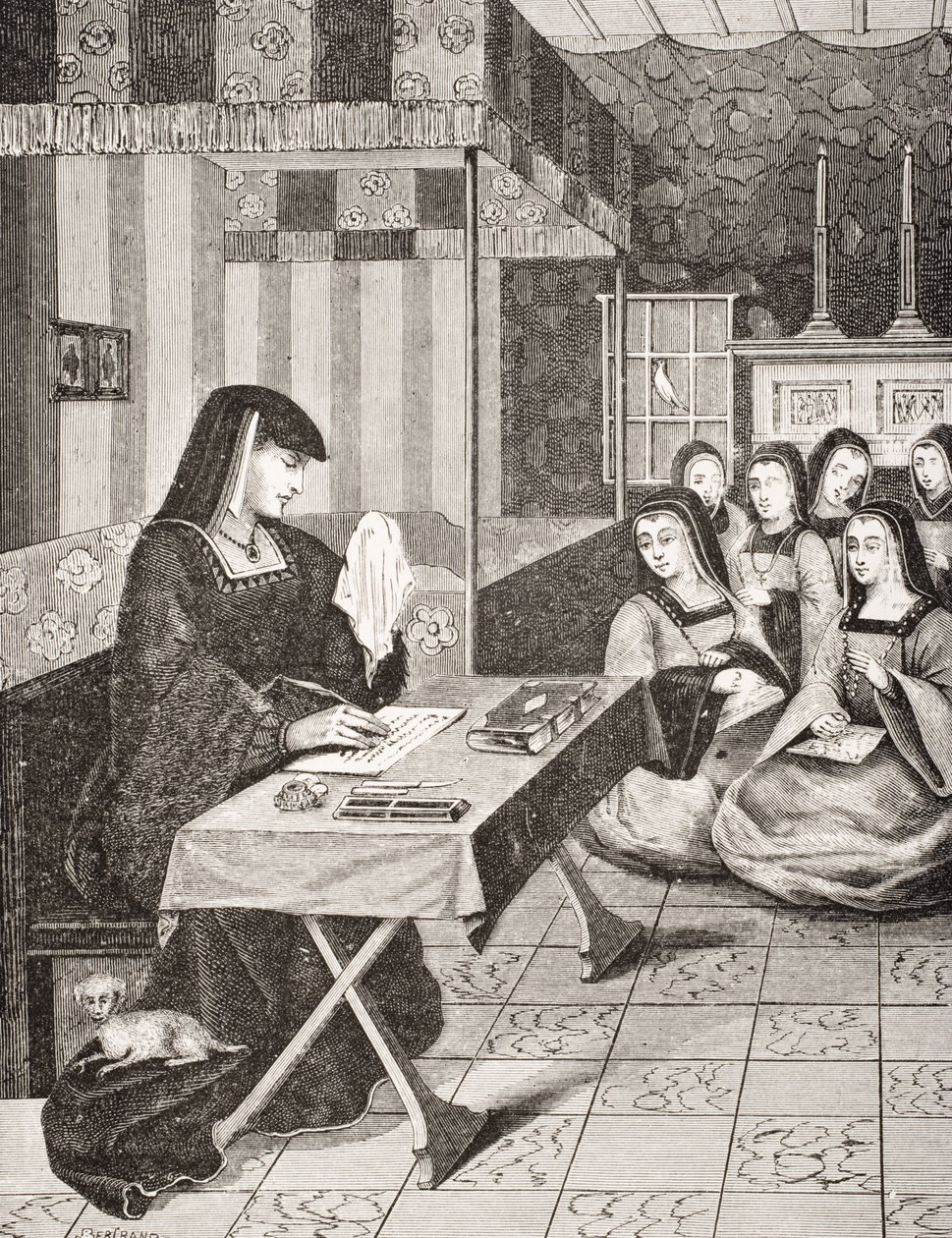 布列塔尼女王安妮女士的宫廷（1477-1514），来自&39;Epistres Envoyees au Roi&39;的16世纪缩影，来自&39;Le Moyen Age et La Renaissance&39;的Paul Lacroix（1806-84）出版184 作者 法语学校