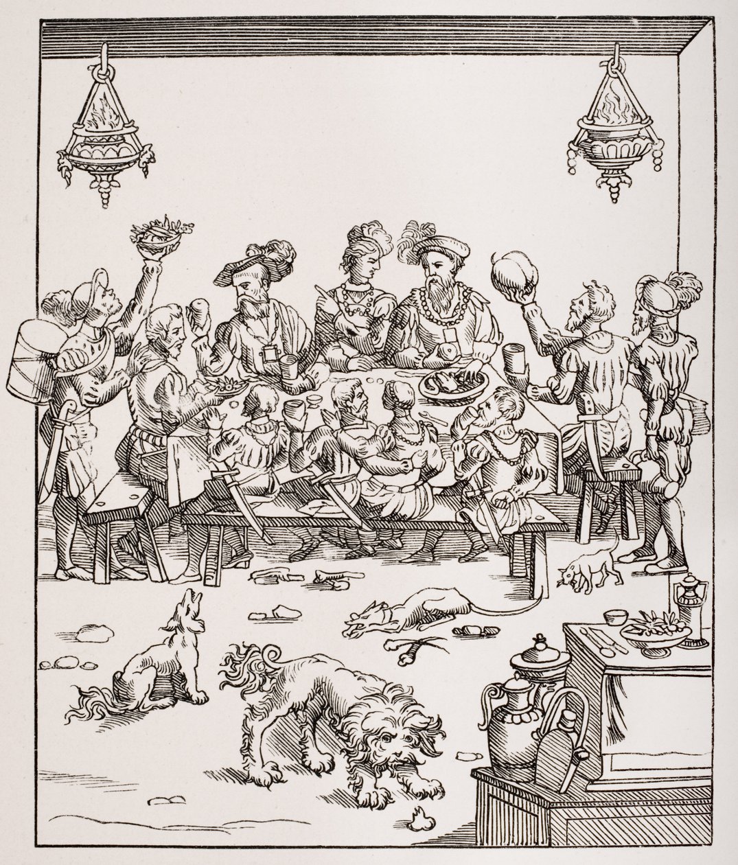 表格问题，经过Christoforo di Messisburgo的“Banchetti Compisitioni di Vivende”木版切割，1549年出版的Ferrara，来自Paul Lacroix（1806-84）的“中世纪和文艺复兴” 作者 法语学校