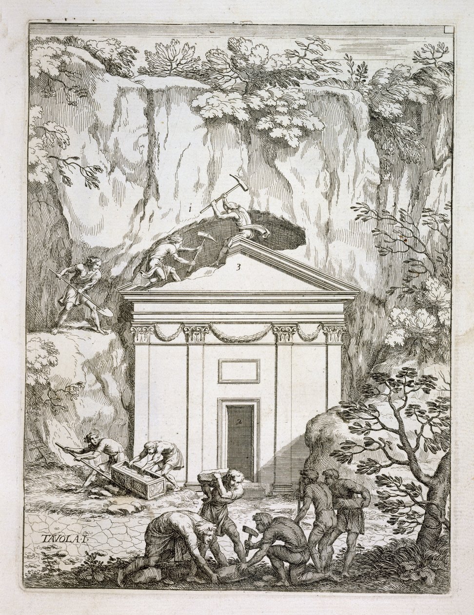 1670年代Quintus Nasonius Ambrosius墓的发掘，来自Via Flaminia的&39;Le Pitture Antiche del Sepulchro d&39;Nasonii&39;，由Giovanni Pietro Bellori（1613-96）发表，罗马，1702年（岩石） 作者 意大利学校