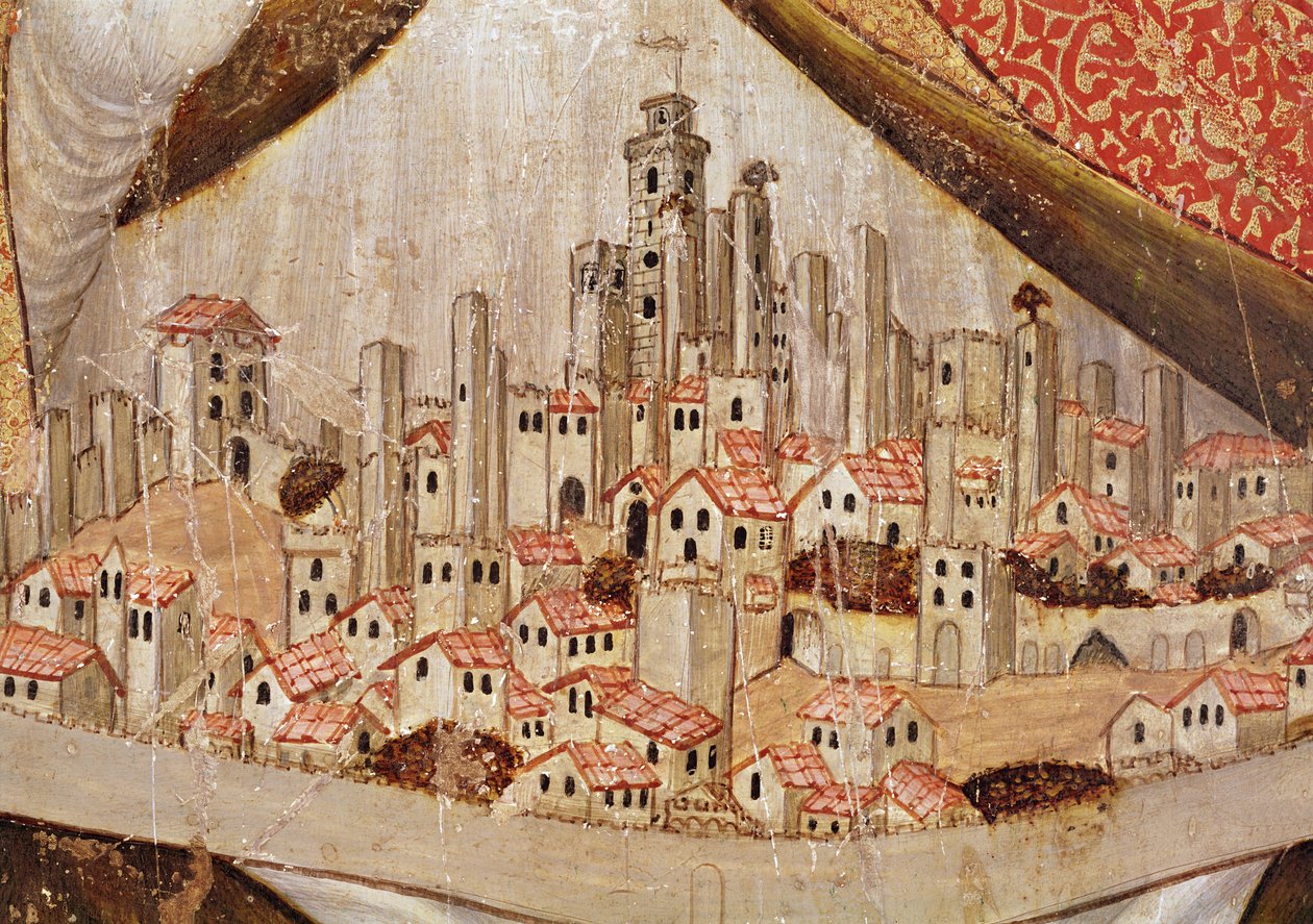 San Gimignano的细节，c.1391（面板上的蛋彩画） 作者 塔迪奥·迪·巴尔托洛
