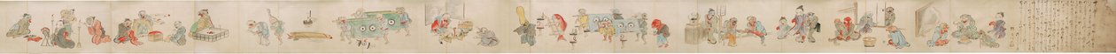 日本卷轴描绘了Yokai - youkai订婚，婚姻和家庭生活 作者 不明