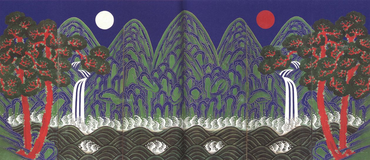 绘画的太阳，月亮和五峰 作者 不明