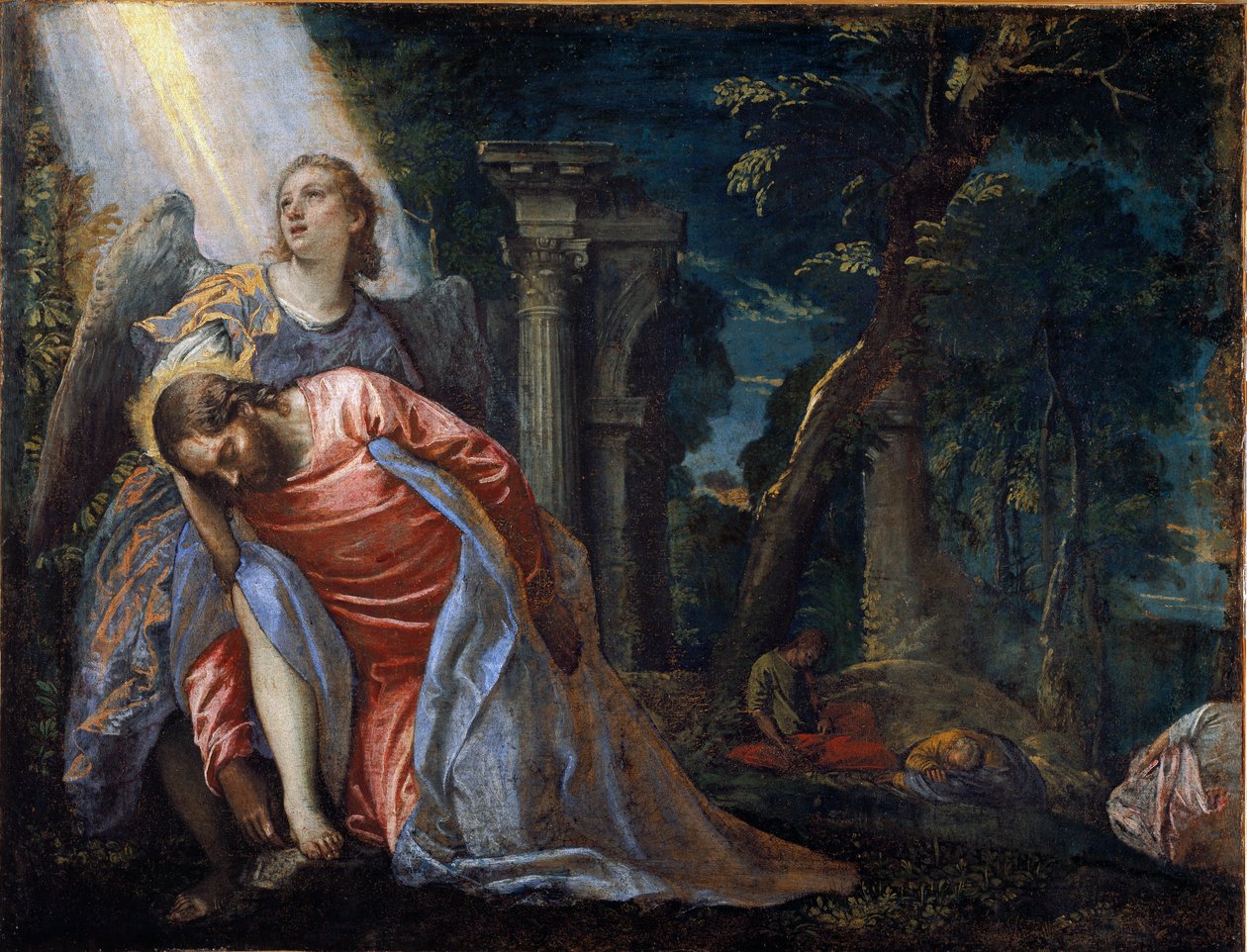 Christ in the garden supported by an angel. Painting by Paolo Caliari dit Paolo Veronese (1528-1588), circa 作者 委罗内塞