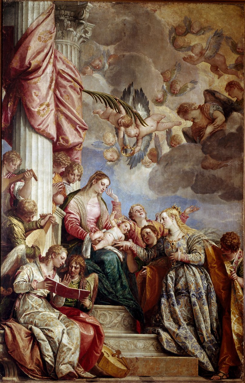 Mystical marriage of St. Catherine. Painting by Paolo Caliari Paolo Veronese (1528-1588), circa 1575. Oil on canvas. Dim: 337x241cm. Venezia, Gallerie del 