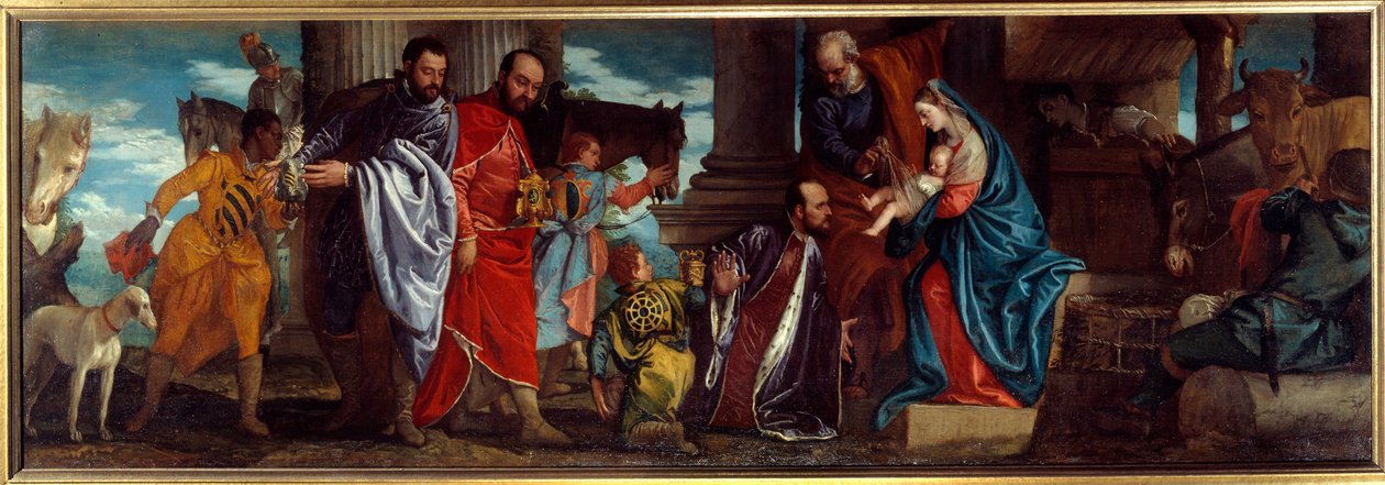 Paolo Caliari dit Paolo Veronese (1528-1588) 16 世纪太阳的《贤士的崇拜》画作。 1,34x2,94 m 里昂，美术博物馆 作者 委罗内塞