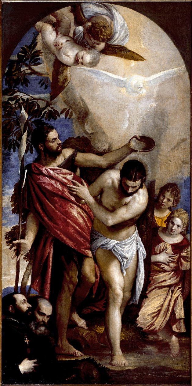 The baptism of Christ. Painting by Paolo Caliari dit Paolo Veronese (1528-1588) 作者 委罗内塞