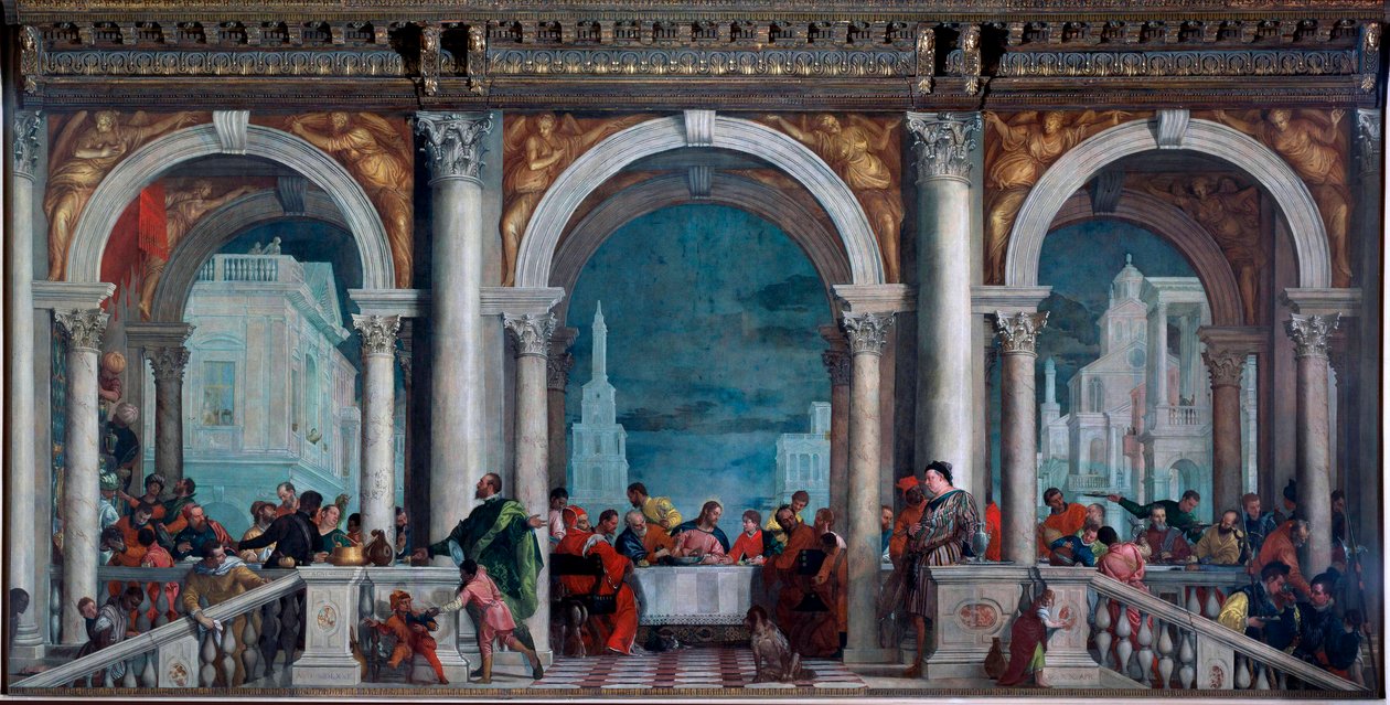 列维的晚餐 Paolo Veronese Caliari (1528-1588) 1573 Dim 绘画。 5,51x13.1 米威尼斯，学院美术馆 作者 委罗内塞
