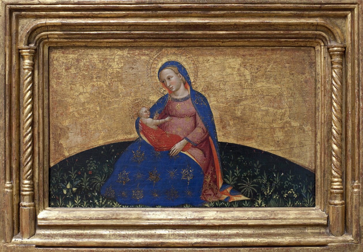 Madonna of humility. Painting by Giovanni Da Bologna (active second half of the 14th century) tempera on poplar, circa 1395. Italian art 作者 詹博洛尼亚