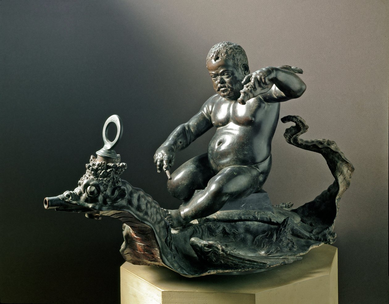 科西莫一世-美第奇（Cosimo I de Medici）的侏儒Morgante Braccio di Bartolo。詹博洛尼亚（Giovanni da Bologna或John of Bologna或Boulogne）的青铜雕塑 作者 詹博洛尼亚