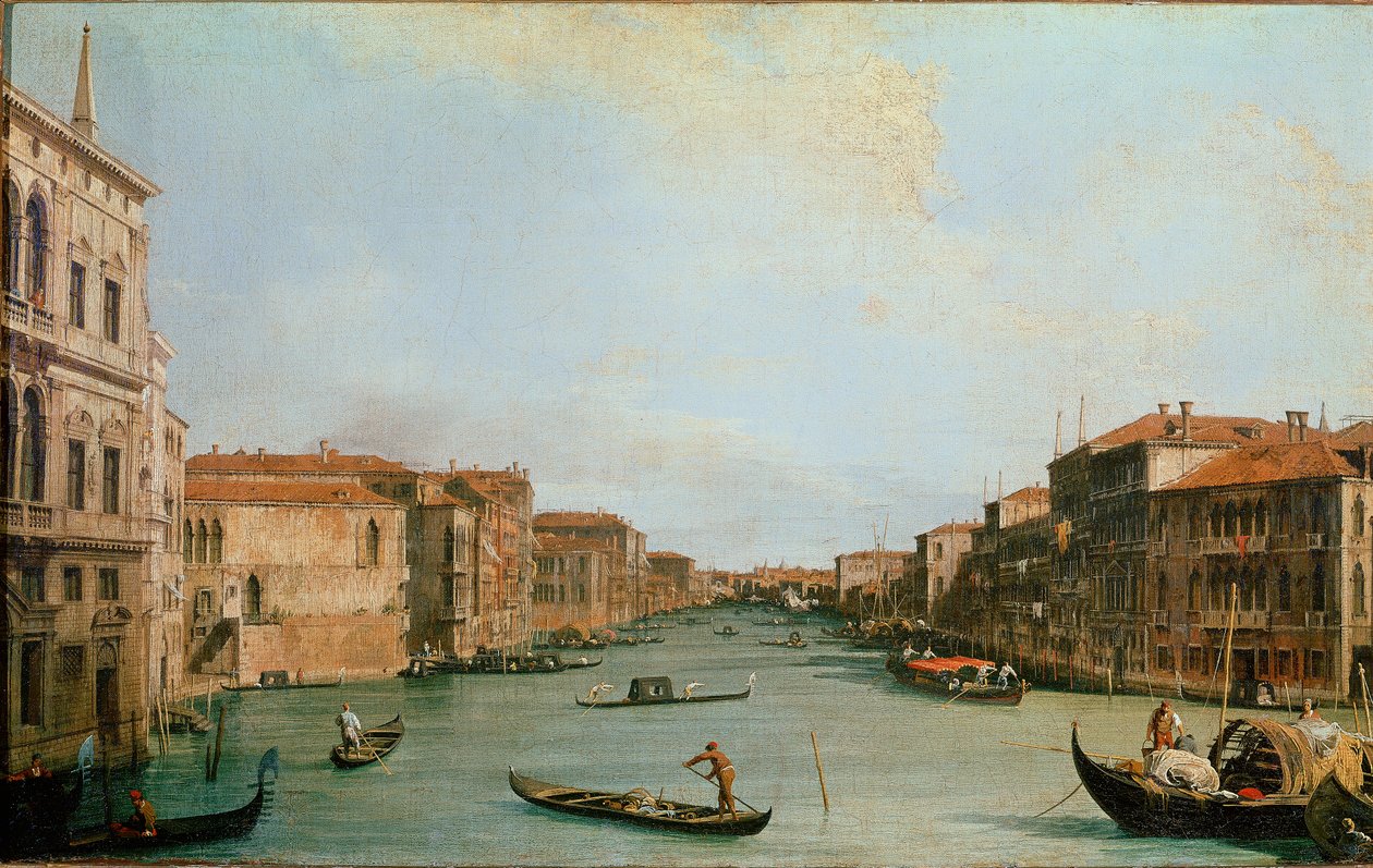 The Grand Canal seen from the Palazzo Balbi (Il Canal Grande da Palazzo Balbi). View of Venice along the Canal. Painting by Giovanni Antonio Canal detto il Canaletto (1697-1768). Oil on canvas. Dim: 45x73cm. Firenze, Galleria degli Uffizi (Florence, Uffizi 作者 卡纳莱托