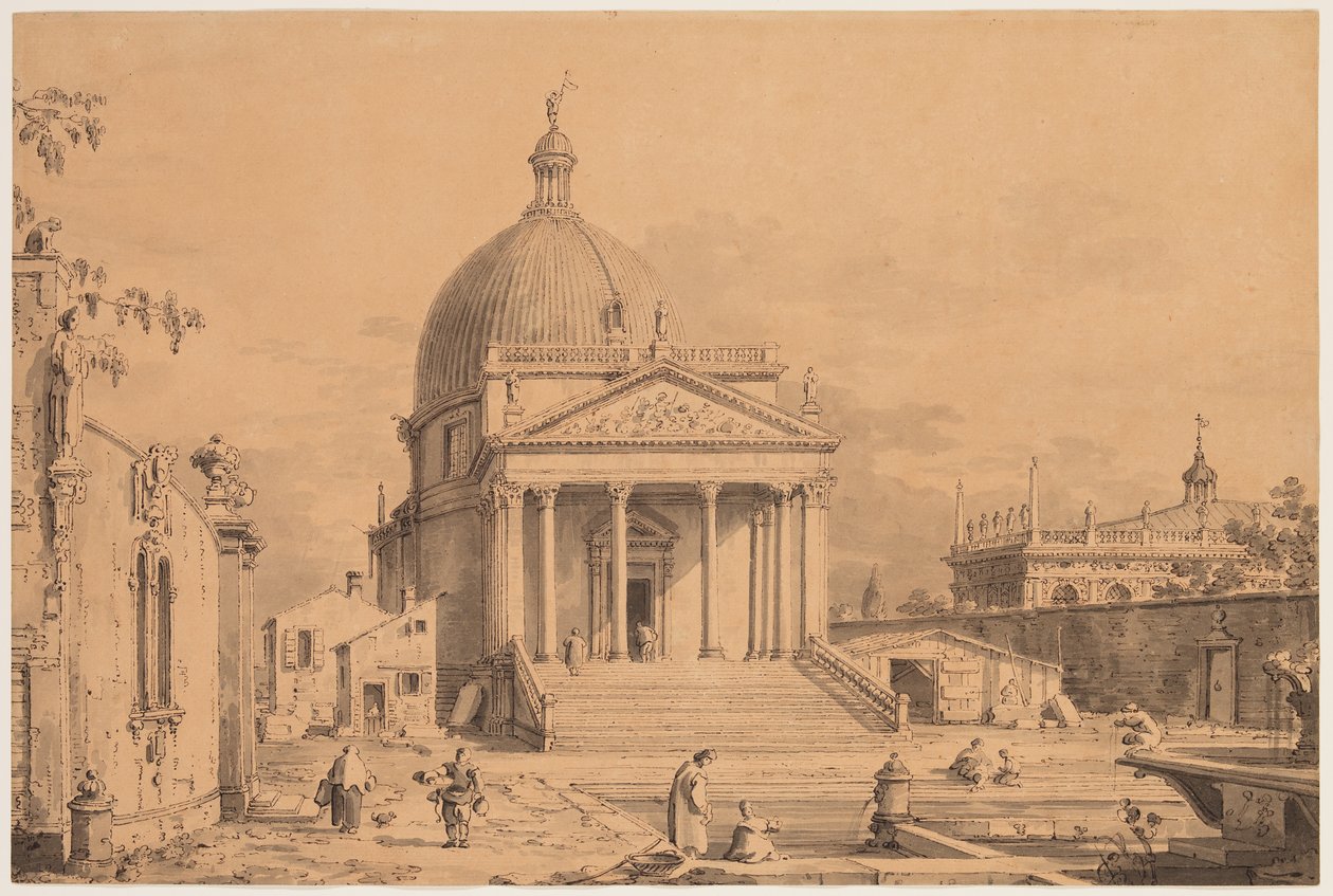 Veduta Ideata与San Simone Piccolo，约1735年 作者 卡纳莱托