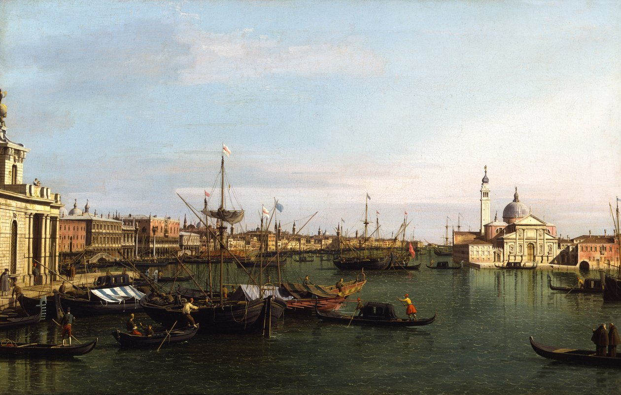 威尼斯景色：圣乔治-马焦雷大教堂（布面油画） 作者 (1697-1768) 卡纳莱托