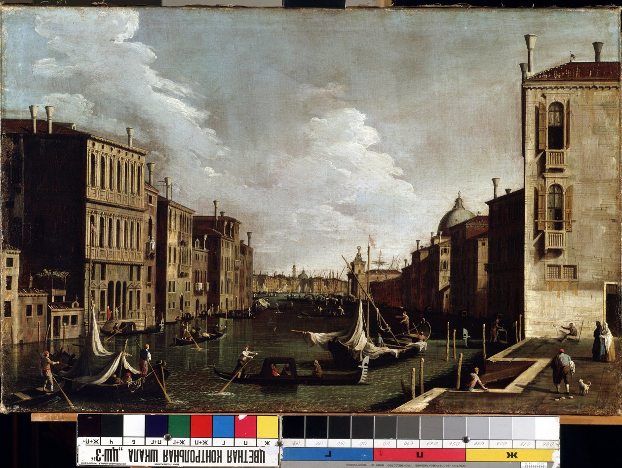 "Vue sur le grand canal a Venise"（威尼斯大运河上的景色） Peinture de Giovanni Antonio Canal aka il Canaletto (1697-1768)。18eme siecle Musee des Beaux Arts de Mikalojus Konstantinas Ciurlionis, Kaunas, Lituanie 作者 卡纳莱托