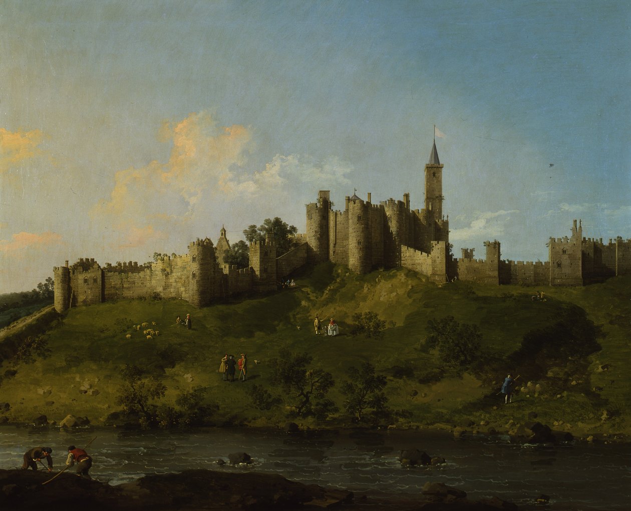 A view of Alnwick Castle 作者 卡纳莱托