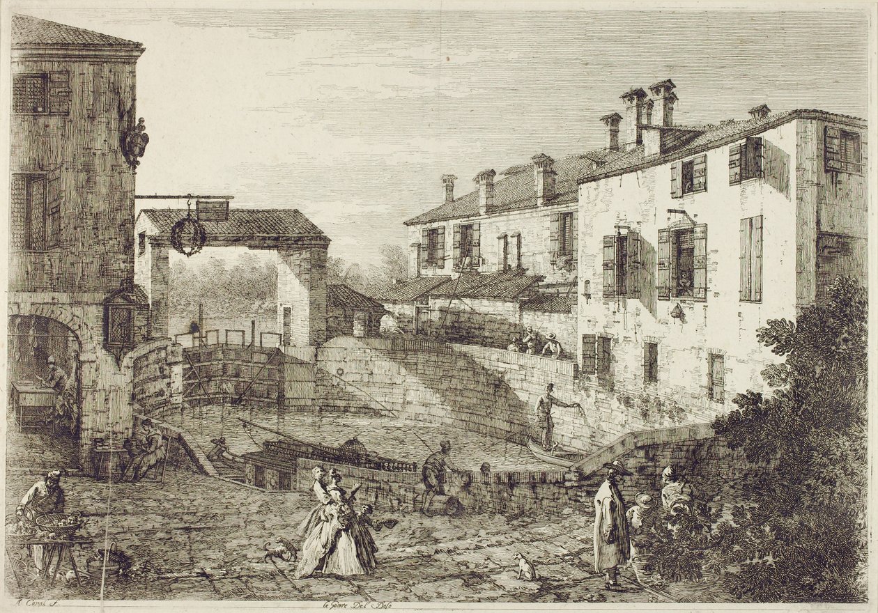 Le Porte de Dolo (etching) 作者 卡纳莱托