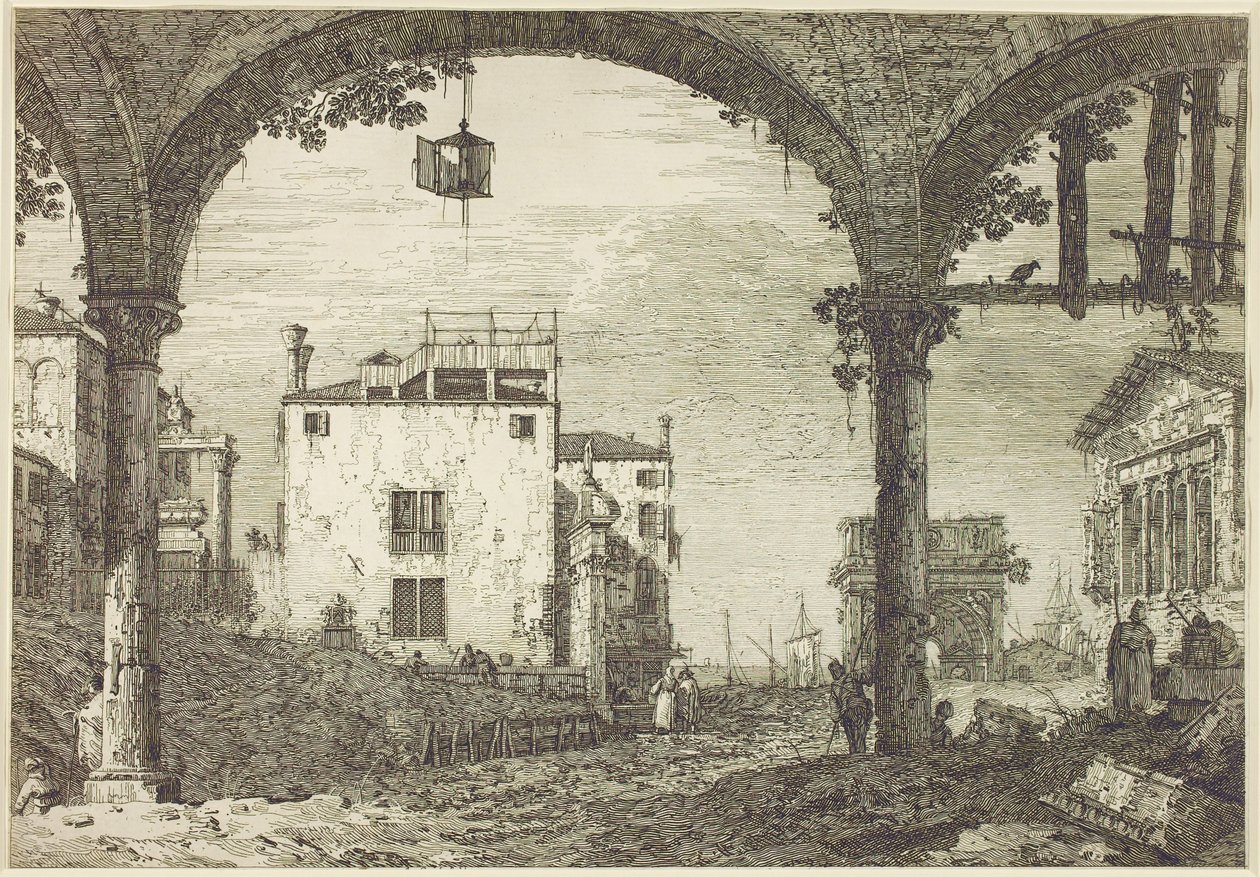 Le Portico a la Lanterne，约 1744 年（蚀刻版） 作者 卡纳莱托