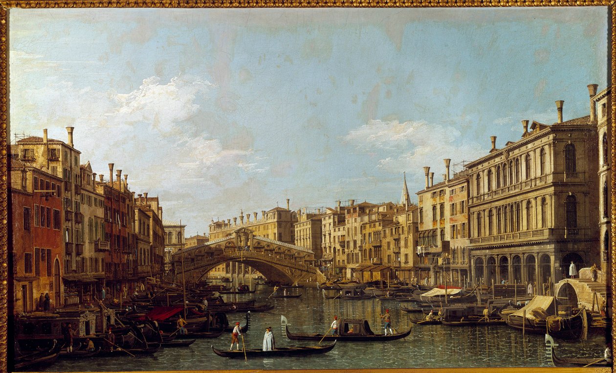 The Great Canal and Bridge Rialto a Venice 绘画 by Antonio Canal dit Il Canaletto (1697-1768) 18 世纪巴黎，Musee Jacquemart Andre 作者 卡纳莱托