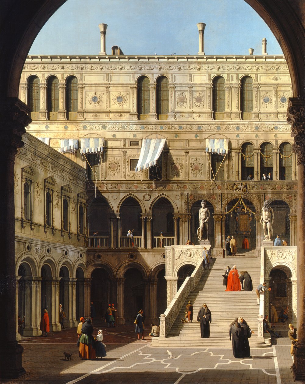 威尼斯，公爵府，Scala dei Giganti，约1740（布面油画 作者 卡纳莱托