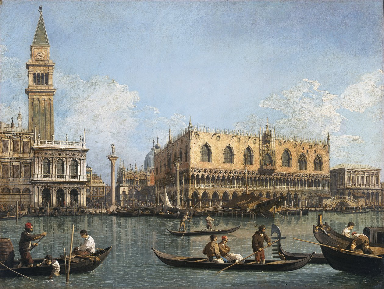 View of the basin of San Marco from the Punta della Dogana 作者 卡纳莱托