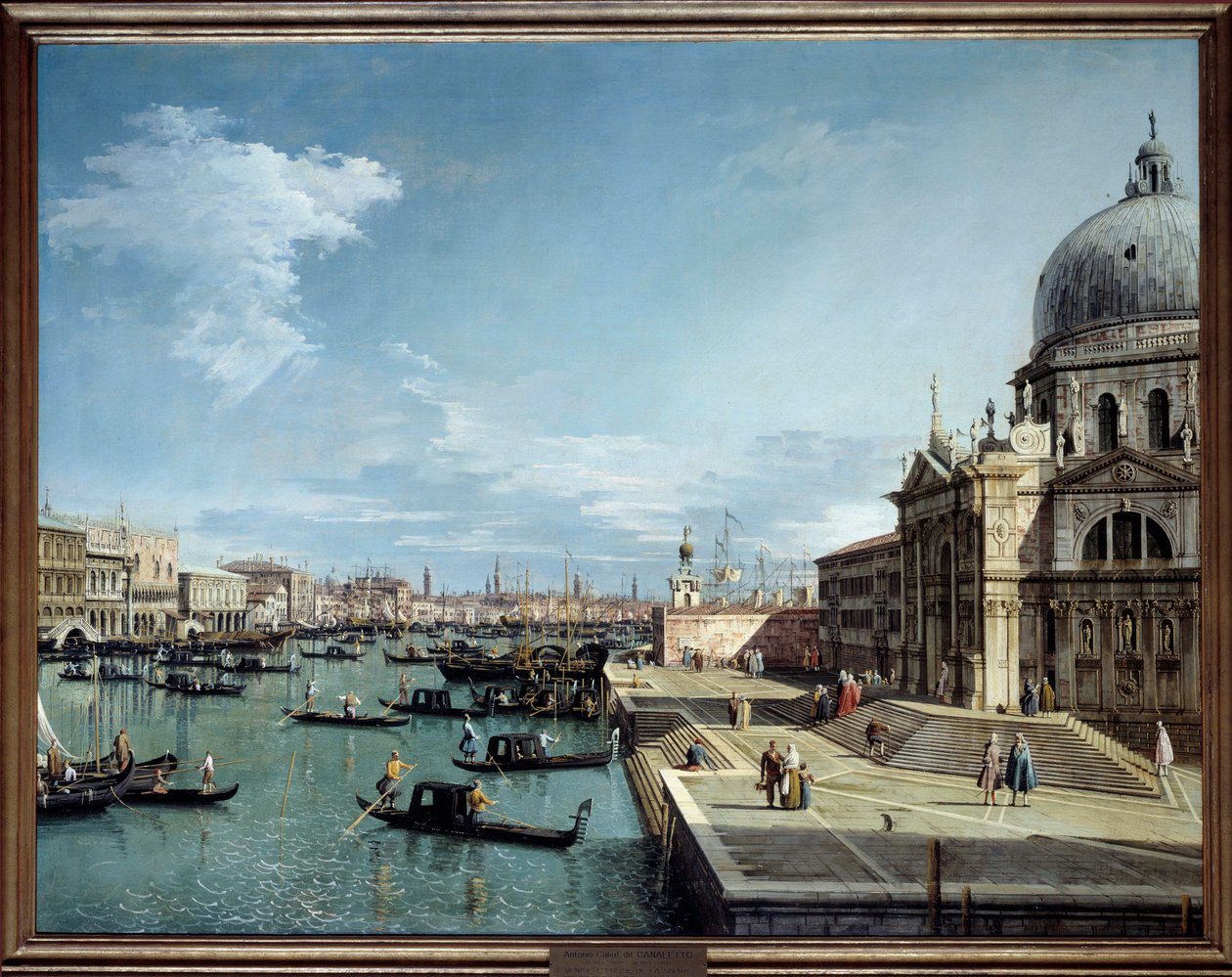威尼斯大运河入口和萨尔特教堂的景色 安东尼奥-卡纳尔（Antonio Canal dit Canaletto）（1697-1768）的画作 18世纪 太阳。1,19x1,53米 作者 卡纳莱托