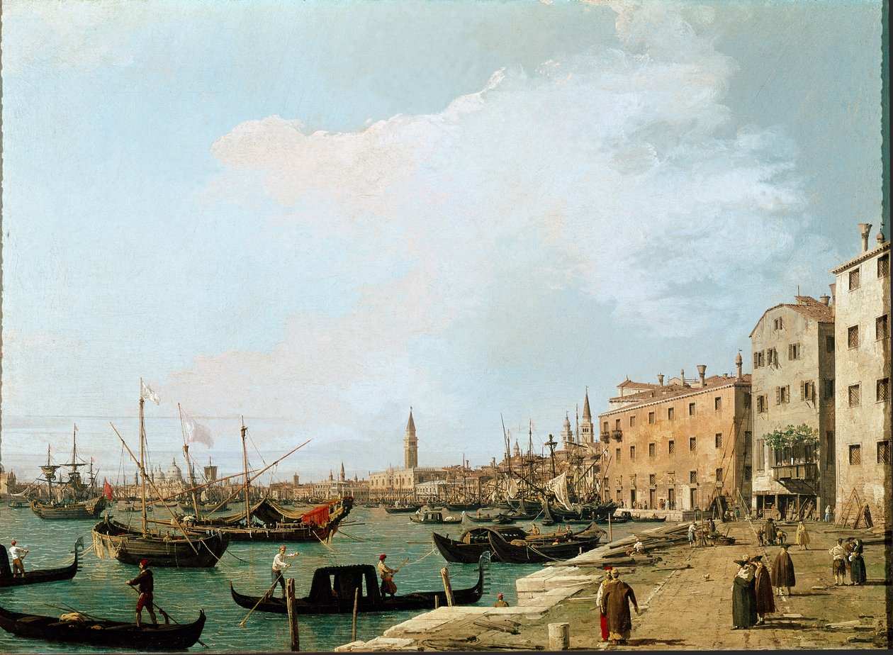 View on the riva degli Schiavoni, Venice (oil on canvas 作者 卡纳莱托