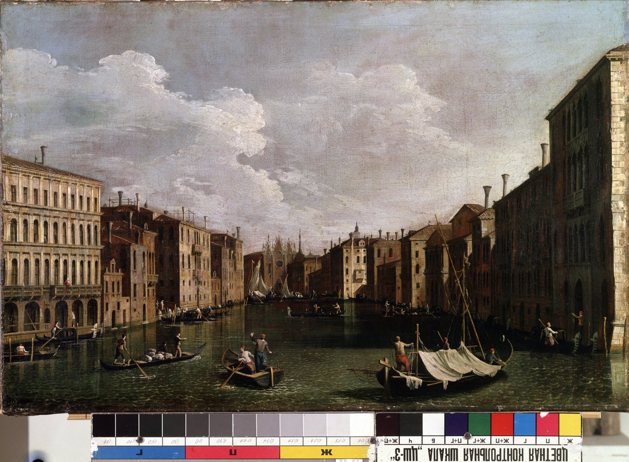 "Vue sur le grand canal a Venise"（威尼斯大运河上的景色） Peinture de Giovanni Antonio Canal aka il Canaletto (1697-1768)。18eme siecle Musee des Beaux Arts de Mikalojus Konstantinas Ciurlionis, Kaunas, Lituanie 作者 卡纳莱托