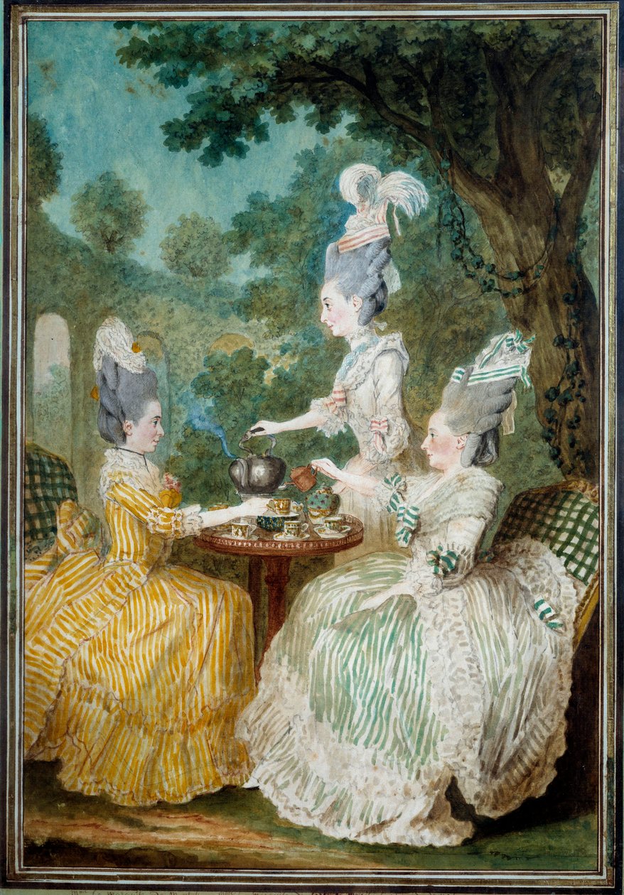 蒙台松、克雷斯特和大马士革的女士们正在创作 Louis carrogis dit Carmontelle (1717-1806) 1773 年的水彩画。巴黎，卡纳瓦莱博物馆 作者 卡蒙泰尔