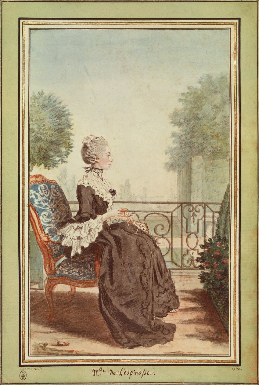 Jeanne Julie Eleonore de Lespinasse女士，Louis de Carmontelle (1717-1806)，雕刻。 作者 卡蒙泰尔