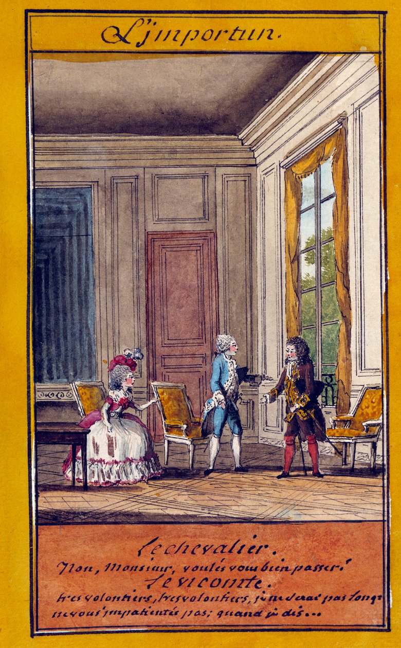 一系列谚语的不受欢迎的插图。 Louis Carrogis dit Carmontelle (1717-1806) 18 世纪的水彩画。 尚蒂伊，孔德博物馆 作者 卡蒙泰尔