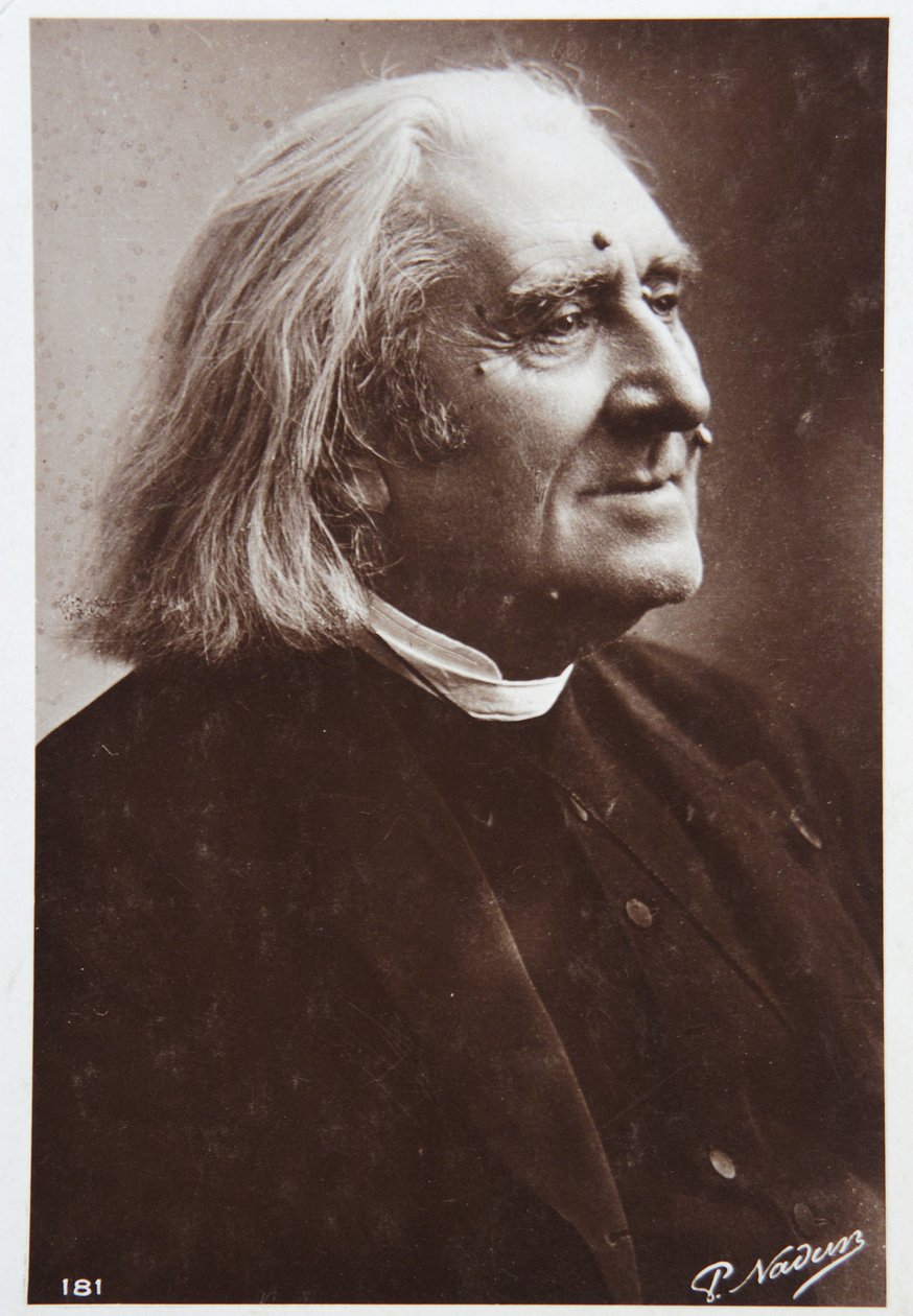 音乐匈牙利作曲家弗朗茨-李斯特。P. Nadar 拍摄，约 1880-85 年（黑白照片） 作者 (1820-1910) 纳达尔