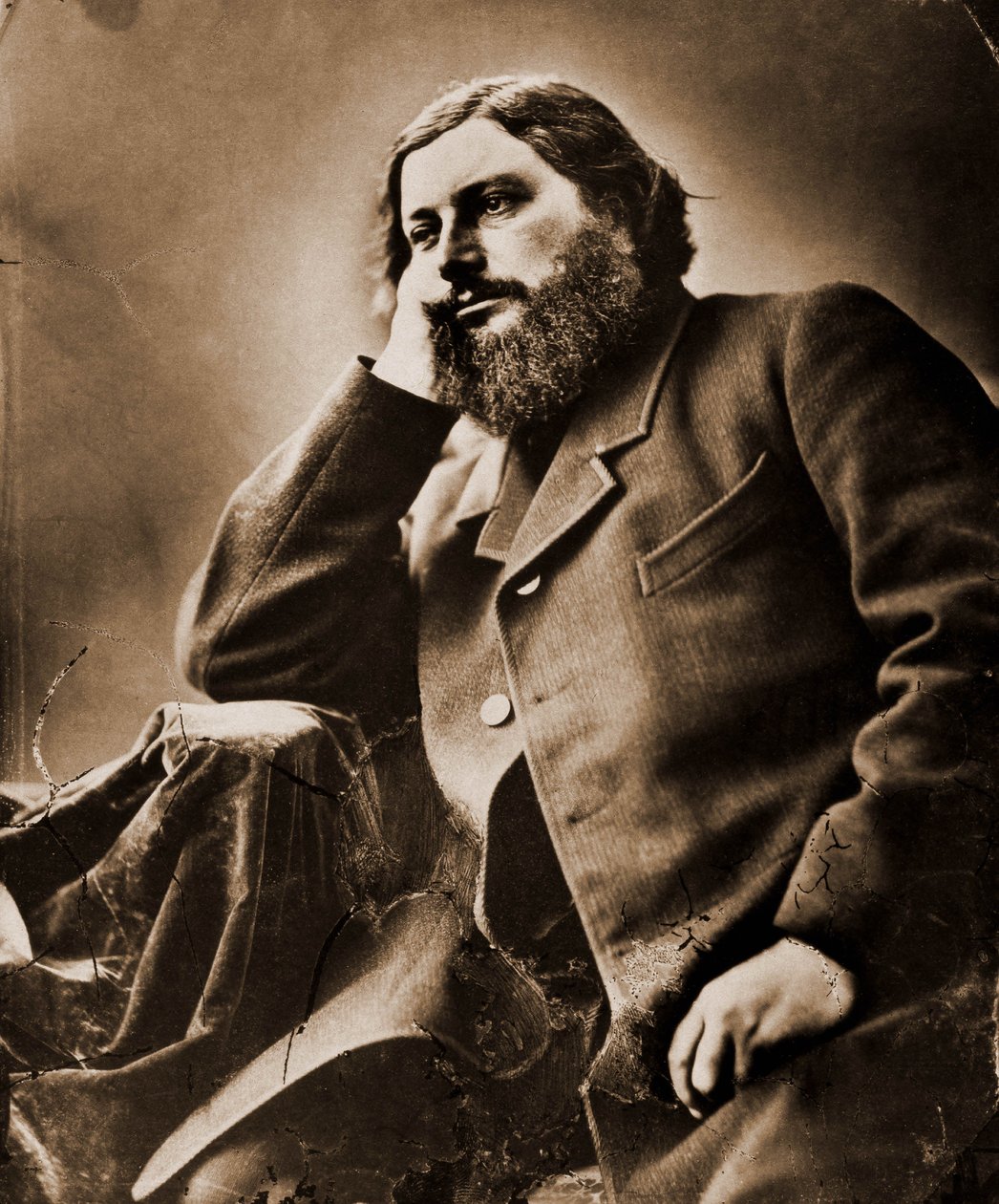 古斯塔夫·库尔贝 (Gustave Courbet) 的肖像，画家 1819-1877 作者 纳达尔