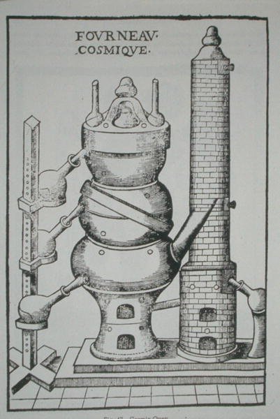 宇宙烤炉，摘自安尼巴尔的 "La Theotechnie Ergocosmique"（1653年），在19世纪末出版的魔法史上有插图（石印）。 作者 （之后）法国学校