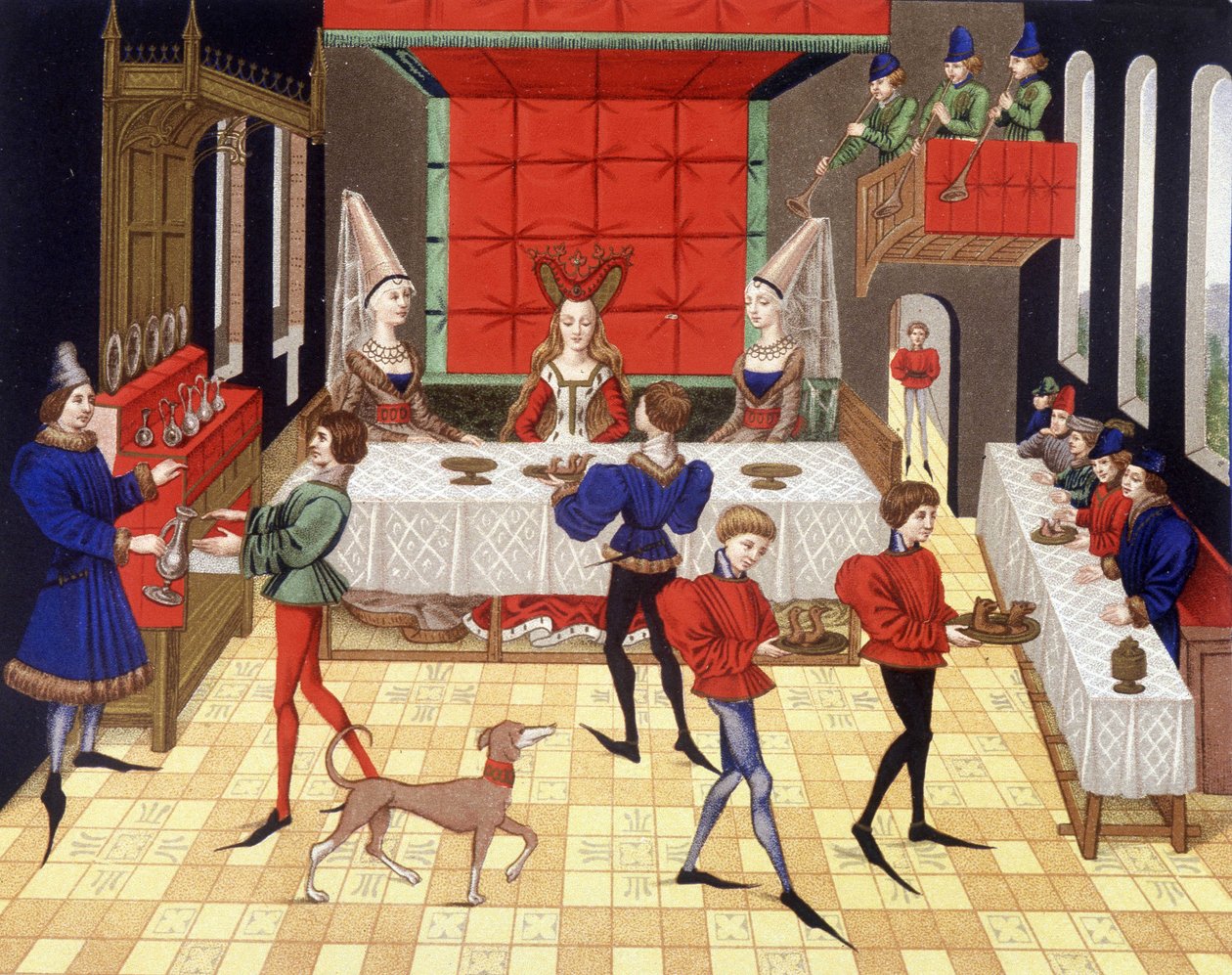 腰带中的餐桌服务 - 雷诺·德·蒙托邦 (Renaud de Montauban) 的罗马缩影的复制品 作者 （之后）法国学校