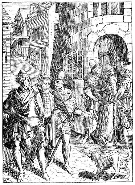巴黎Tannerie街的教务长监狱，根据Joose de Damhouder（1507-81）的《民事诉讼法》中的木刻作品绘制，已在安特卫普出版。 作者 （之后）法国学校
