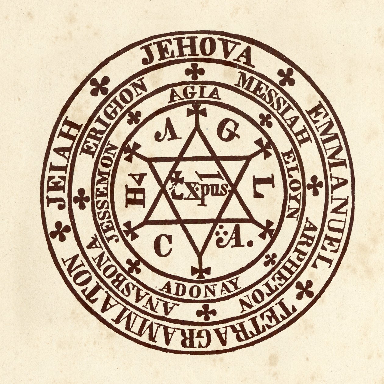 隐秘科学：魔法圈。德国神秘主义学者亨利-科内利斯-阿格里帕（Henry Cornelius Agrippa of Nettesheim）（1486-1535）的 "De Occulta Philosophia"（被称为科内利斯-阿格里帕或阿格里帕的Nettesheim）的模式。 作者 （之后）意大利学校