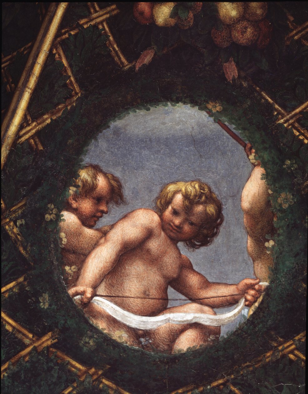 望着窗外的天使--壁画 作者 (c.1489-1534) 科雷焦