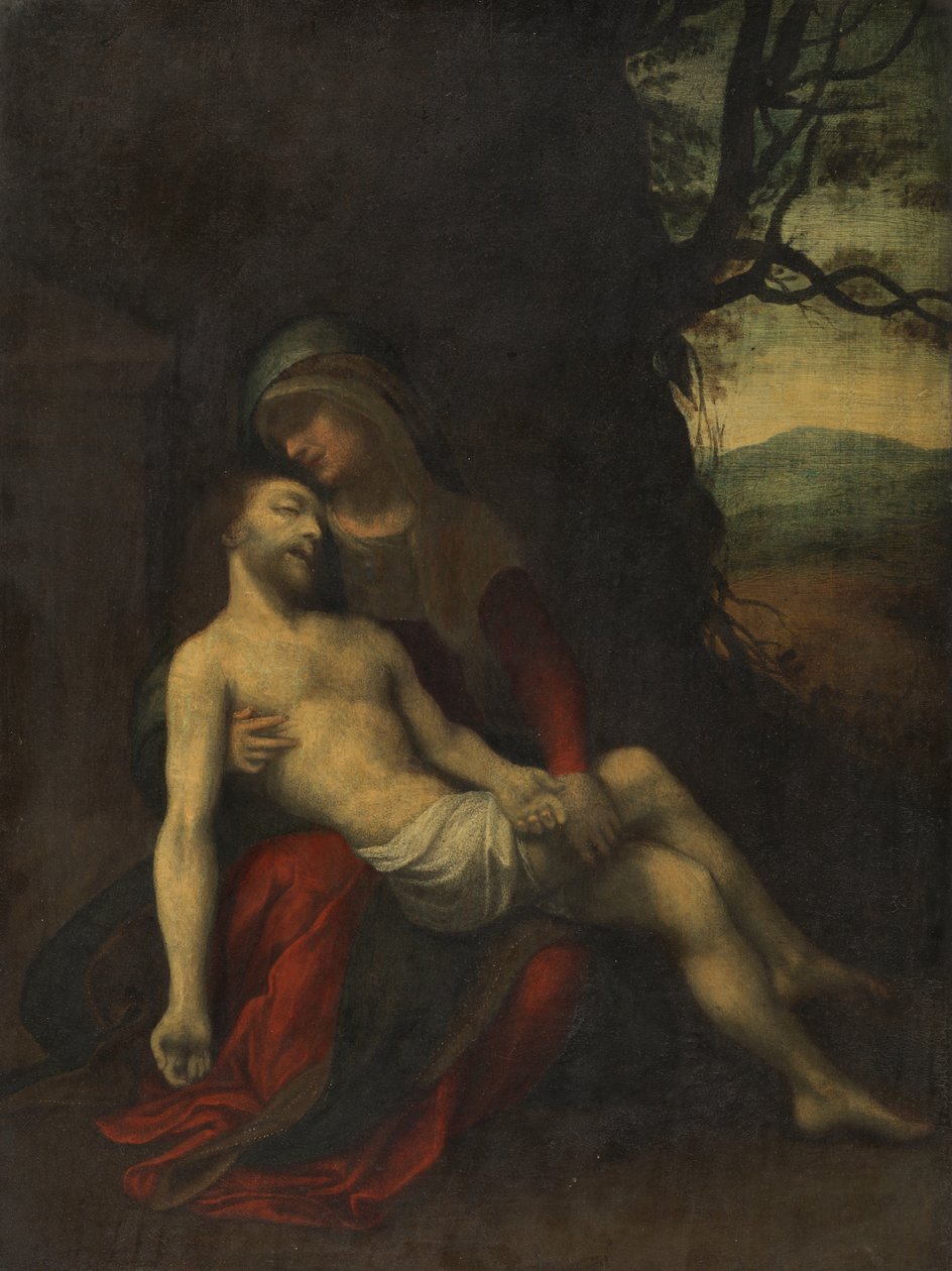 Pietà，c.1520-30（面板上的油） 作者 科雷乔的追随者