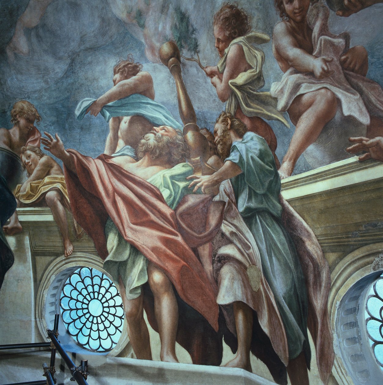 使徒和青年，安东尼奥·阿莱格里·达·科雷焦（Antonio Allegri Da Correggio，1489-1534 年），壁画，意大利帕尔马大教堂圆顶 作者 (c.1489-1534) 科雷焦