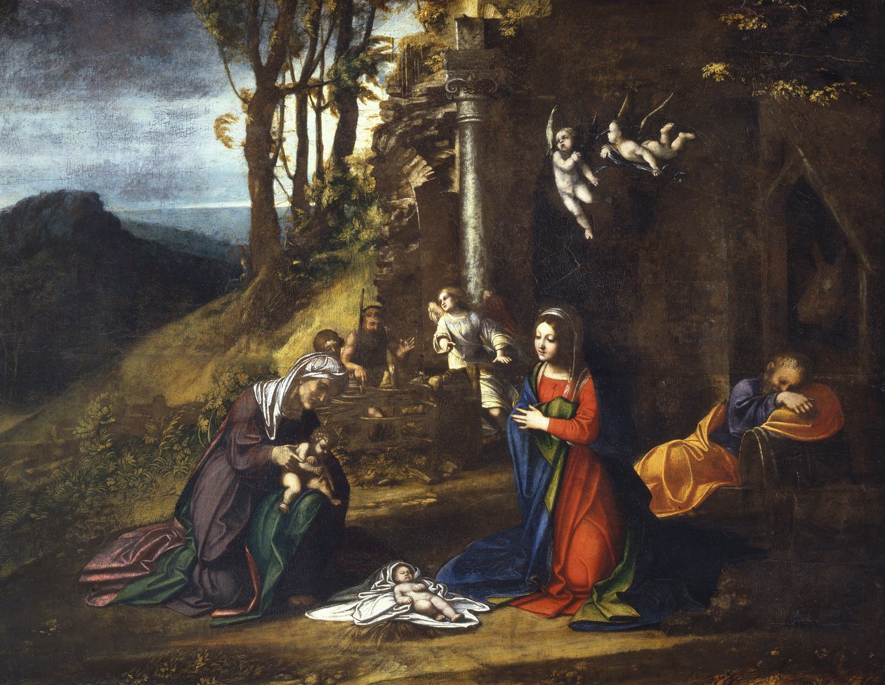 Nativity of Jesus with St. Elisabeth and the young St. John the Baptist 作者 (c.1489-1534) 科雷焦