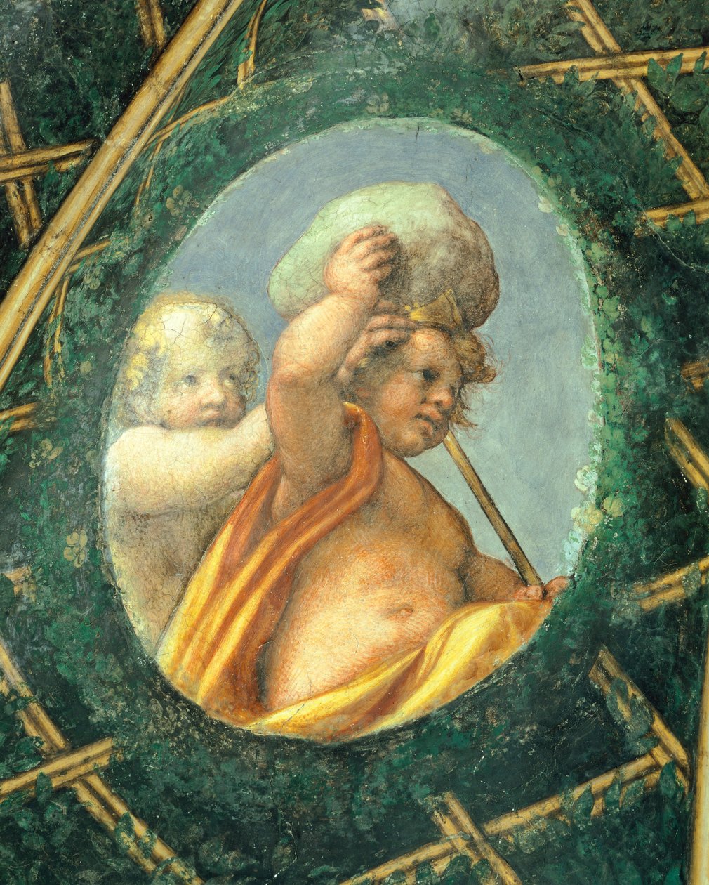 有小天使的Ovate，安东尼奥-阿莱格里-达-科雷焦（1489-1534）的壁画，意大利帕尔马圣保罗修道院的女修道院长室 作者 (c.1489-1534) 科雷焦